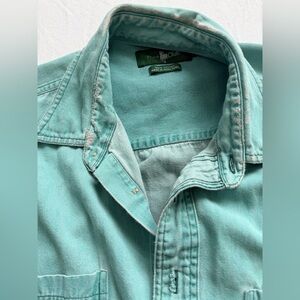 Hunt Club Teal Vintage Distressed Button Down Shirt Men’s Large Cotton Workwear
